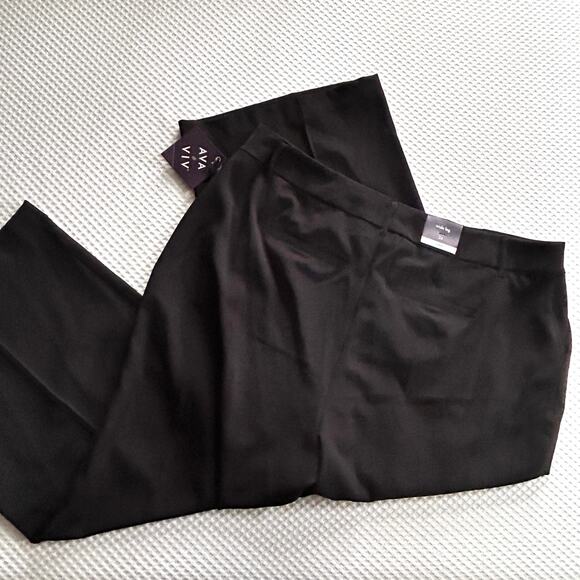 Ava & Viv Wide Leg Pants 24 Black NWT Trousers Minimalist Capsule - Picture 3 of 5